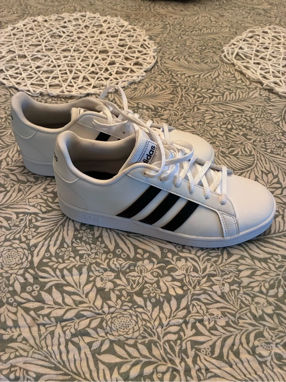 adidas White Sneakers with Black Stripes